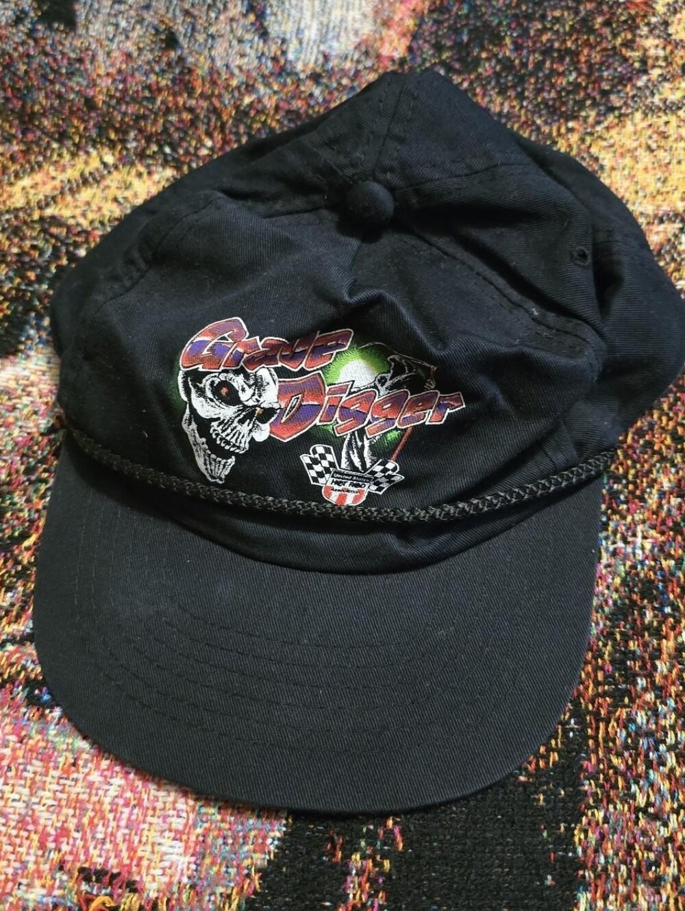 Vintage 1996 Grave Digger Monster Truck Racing FAN CLUB Exclusive Black Cap Hat